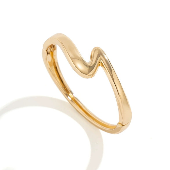 Alloy Geometry Curved Zshaped Glow Spring Electroplated Metal Bracelet