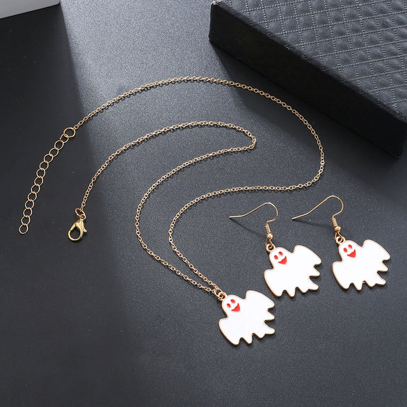 Alloy Ghost Pattern Jewelry Electroplated Earrings And Necklace