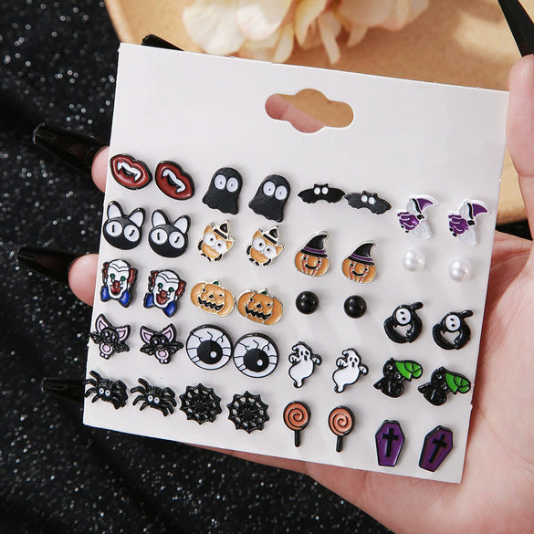 Alloy Ghost Pattern Jewelry Electroplated Earrings And Necklace