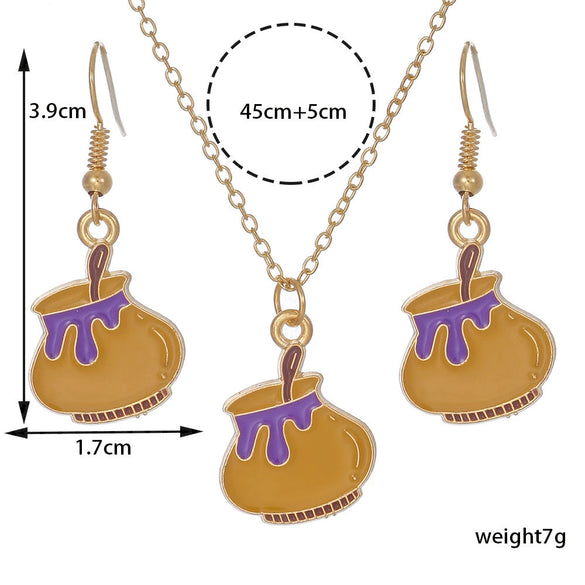 Alloy Ghost Pattern Jewelry Electroplated Earrings And Necklace