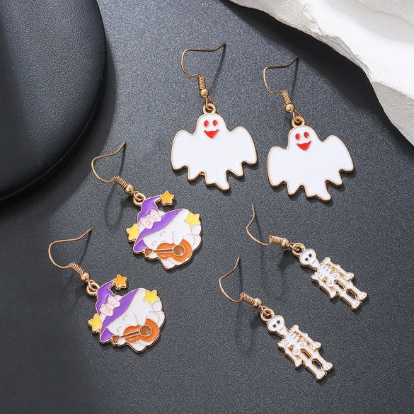 Alloy Ghost Pattern Jewelry Electroplated Earrings And Necklace