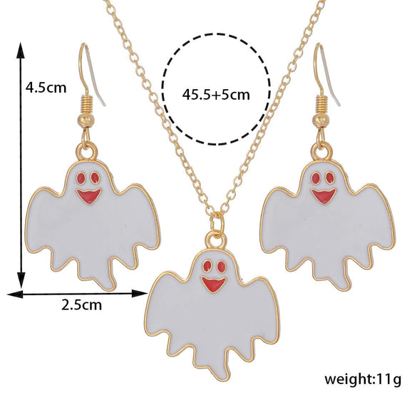 Alloy Ghost Pattern Jewelry Electroplated Earrings And Necklace