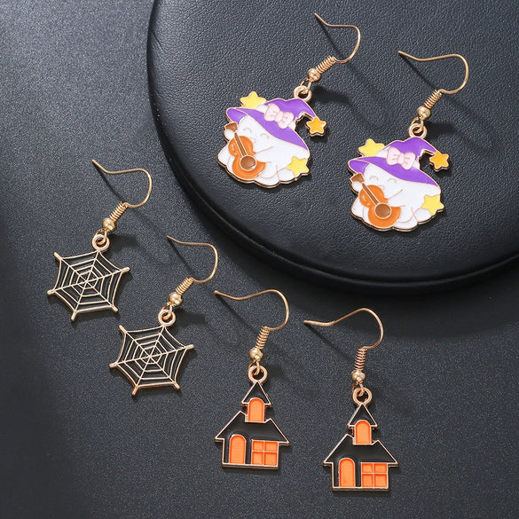 Alloy Ghost Pattern Jewelry Electroplated Earrings And Necklace