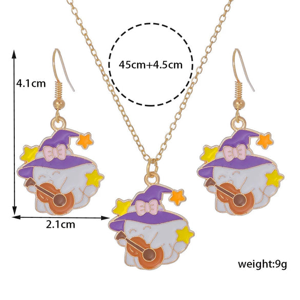 Alloy Ghost Pattern Jewelry Electroplated Earrings And Necklace