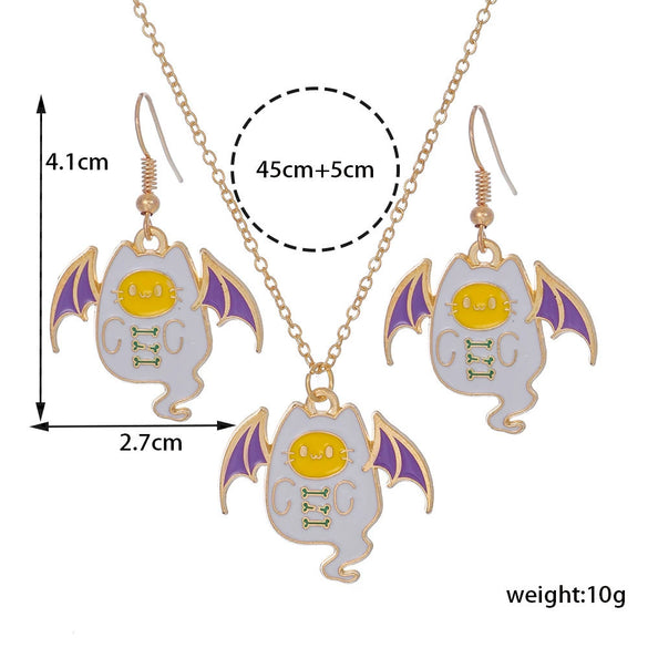 Alloy Ghost Pattern Jewelry Electroplated Earrings And Necklace