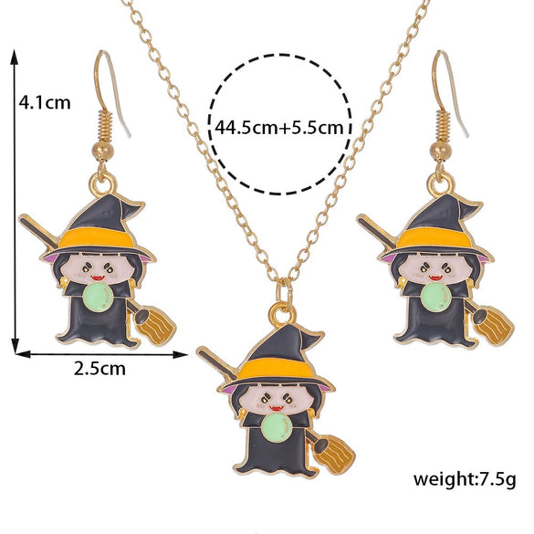 Alloy Ghost Pattern Jewelry Electroplated Earrings And Necklace