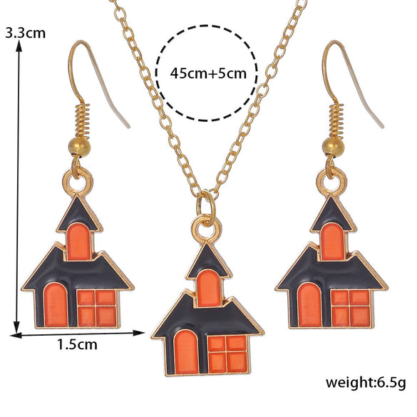 Alloy Ghost Pattern Jewelry Electroplated Earrings And Necklace