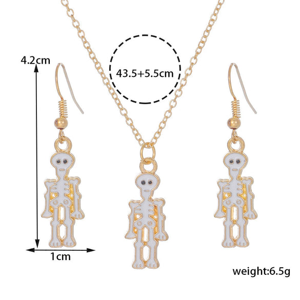 Alloy Ghost Pattern Jewelry Electroplated Earrings And Necklace