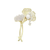 Alloy Ginkgo Leaf Imitation Pearl Brooch Natural Style Electroplated Women's Fashion Pin
