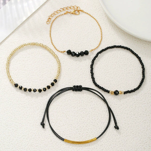 Alloy Glass Beads Geometric Handmade Unisex Imitation Crystal Rice Beads Bracelet