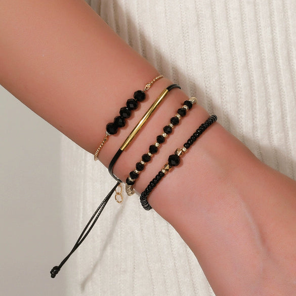 Alloy Glass Beads Geometric Handmade Unisex Imitation Crystal Rice Beads Bracelet