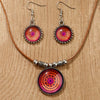 Alloy Glass Necklace For Women Elegant Plant Flowers Geometric Style