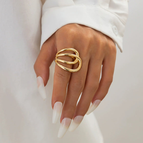 Alloy Glossy Leaf Spring Asymmetrical Pleated Wing Electroplated Geometric Personality Bracelet