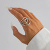 Alloy Glossy Leaf Spring Asymmetrical Pleated Wing Electroplated Geometric Personality Bracelet