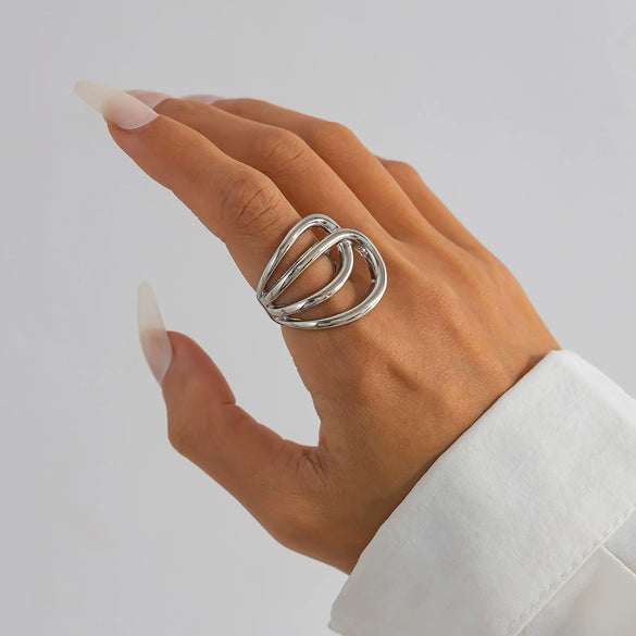 Alloy Glossy Leaf Spring Asymmetrical Pleated Wing Electroplated Geometric Personality Bracelet