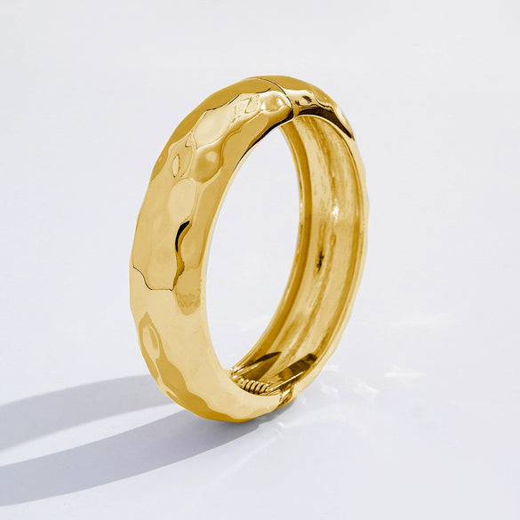 Alloy Glossy Leaf Spring Asymmetrical Pleated Wing Electroplated Geometric Personality Bracelet