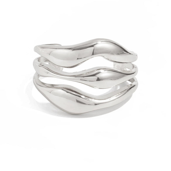 Alloy Glossy Open Finger Bracelet With Geometric Style And Electroplating Processing