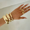 Alloy Glossy Plain Geometric Wide Bracelet And Ring Set For Women With Electroplating