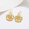 Alloy Gold Plated Hibiscus Flower Earrings For Women Retro Small Fresh Style Electroplated