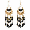 Alloy Gold Plated Women's Bohemian Style Water Drops Tassel And Crescent Earrings