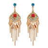 Alloy Gold Plated Women's Bohemian Style Water Drops Tassel And Crescent Earrings