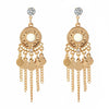 Alloy Gold Plated Women's Bohemian Style Water Drops Tassel And Crescent Earrings