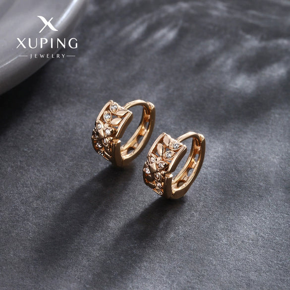 Alloy Gold Plated Zirconium Earrings Simple Style Electroplating Jewelry For Women