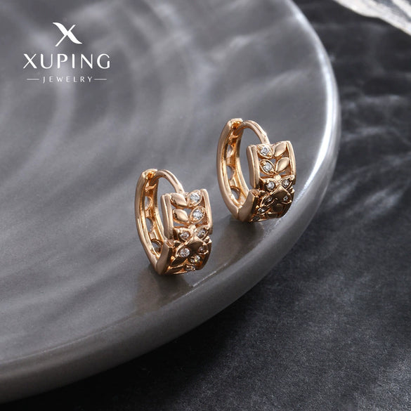 Alloy Gold Plated Zirconium Earrings Simple Style Electroplating Jewelry For Women