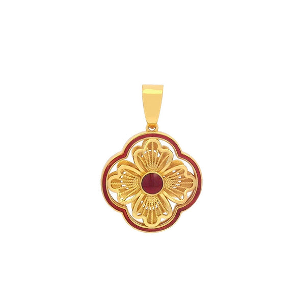 Alloy Goldplated Dripping Oil Hollow Filigree Pendant Necklace For Women