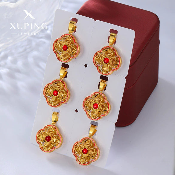 Alloy Goldplated Dripping Oil Hollow Filigree Pendant Necklace For Women