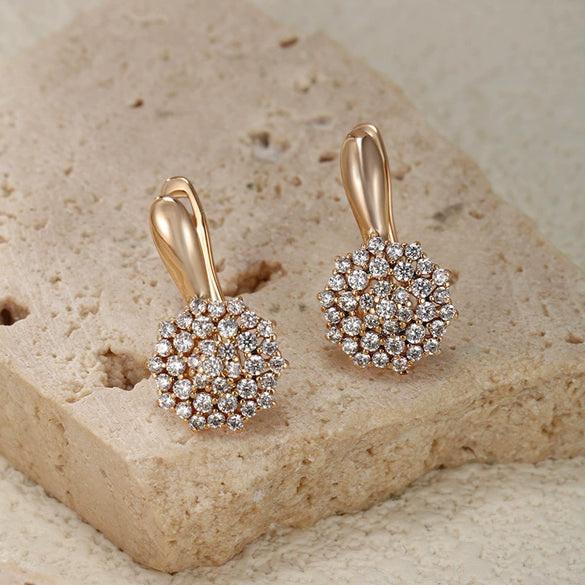 Alloy Goldplated Heart Earrings For Women With Geometric Style