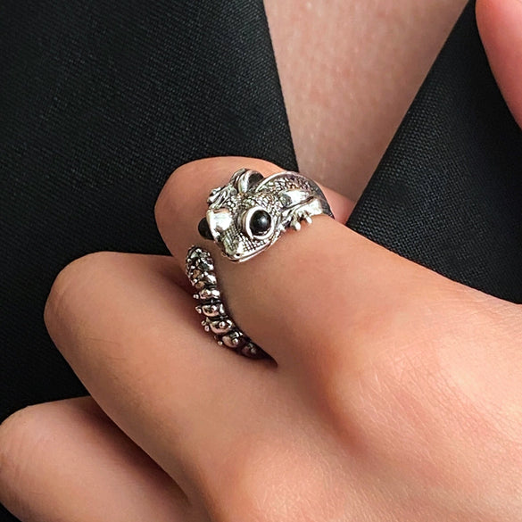 Alloy Gothic Lizard Animal Hiphop Open Ring