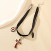 Alloy Gothic Skull Cross Pendant Double Layer Women's Necklace With Geometric Pattern And Electroplating