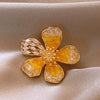 Alloy Gradient Imitation Crystal Flower Brooch Electroplating Women's Highend Accessory