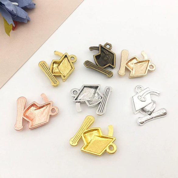 Alloy Graduation Cap Cartoon Style Jewelry Accessories Pendant With Electroplating