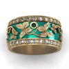 Alloy Green Butterfly Inlaid Zircon Electroplated Women's Ring