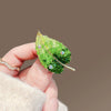 Alloy Green Leaf Brooch Electroplated For Women With Niche Design Sense