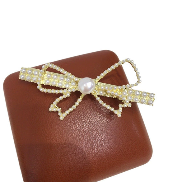 Alloy Hairpin Duckbill Clip Set With Natural Freshwater Pearls For Women