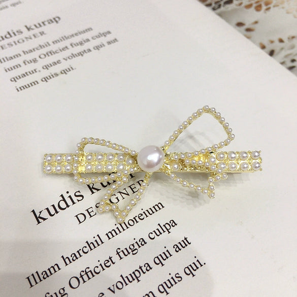 Alloy Hairpin Duckbill Clip Set With Natural Freshwater Pearls For Women