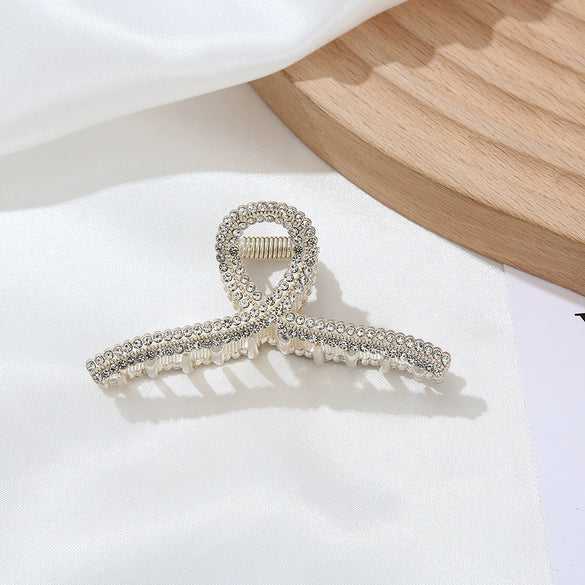 Alloy Hairpin Elegant Diamond Pearl Cross Double Classic Inlay Design