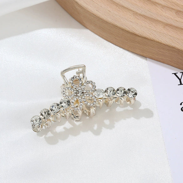 Alloy Hairpin Elegant Diamond Pearl Cross Double Classic Inlay Design