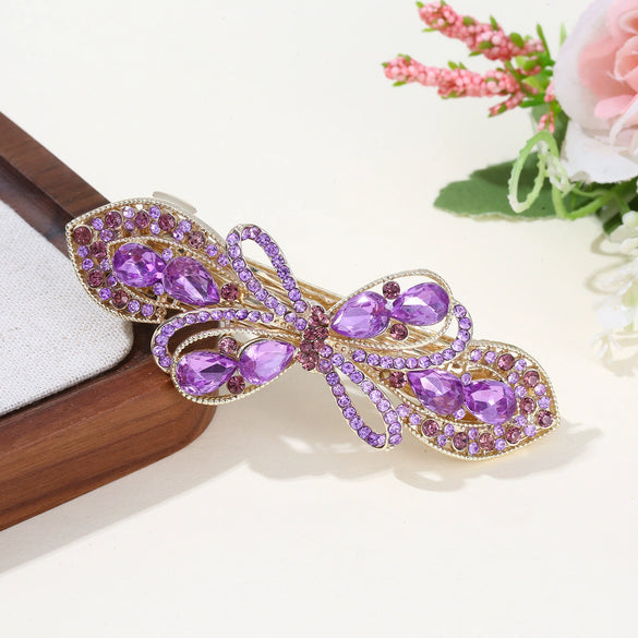 Alloy Hairpin With Diamond For Women Spring Clip Style Creative Butterfly Design Highend Crystal Elegant Plants Flowers Style