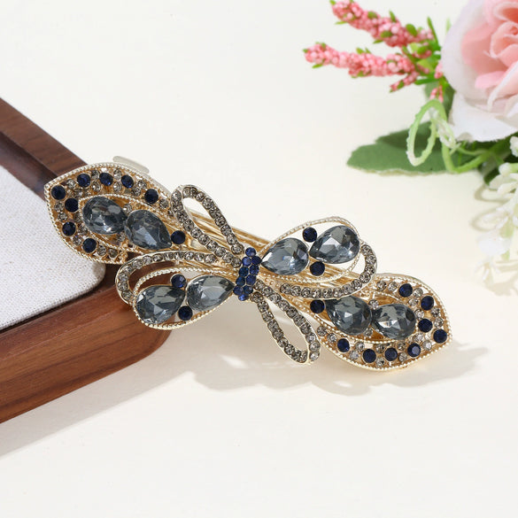 Alloy Hairpin With Diamond For Women Spring Clip Style Creative Butterfly Design Highend Crystal Elegant Plants Flowers Style