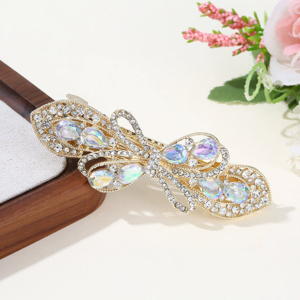 Alloy Hairpin With Diamond For Women Spring Clip Style Creative Butterfly Design Highend Crystal Elegant Plants Flowers Style