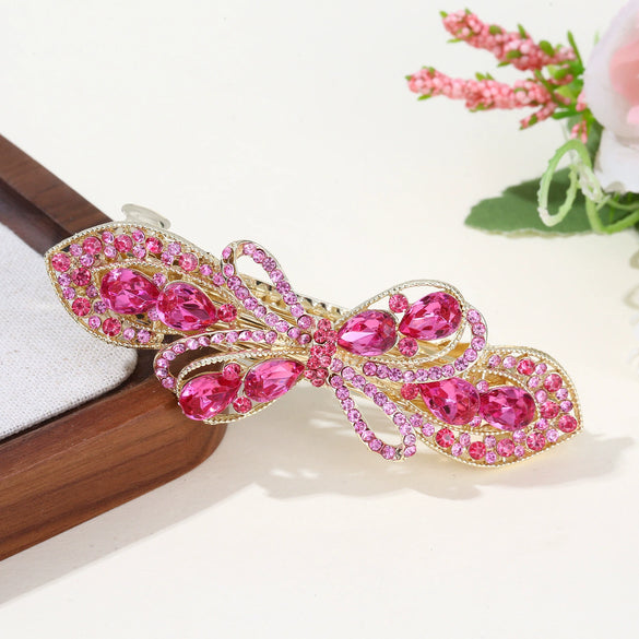 Alloy Hairpin With Diamond For Women Spring Clip Style Creative Butterfly Design Highend Crystal Elegant Plants Flowers Style