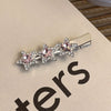 Alloy Hairpin With Rhinestone For Women Pink Love Style Duckbill Clip