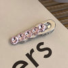 Alloy Hairpin With Rhinestone For Women Pink Love Style Duckbill Clip