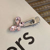 Alloy Hairpin With Rhinestone For Women Pink Love Style Duckbill Clip