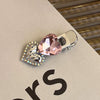Alloy Hairpin With Rhinestone For Women Pink Love Style Duckbill Clip