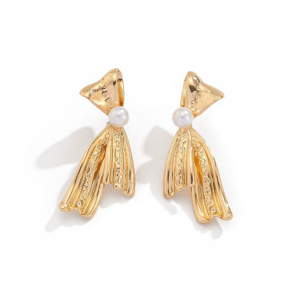 Alloy Half Bow Geometric French Retro Style Electroplated Women's Ear Jewelry